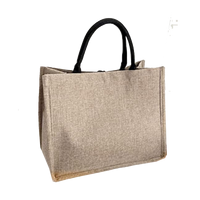 Sac de courses en jute écologique de qualité supérieure avec impression de lettres tendance pour l'hiver et poignée rembourrée tissée
