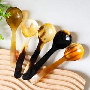 SPOON QUALITY POLISHED WHITE HORN SPOON for Home and Restaurant Kitchen Use Best Quality Handicraft Animal Style Bowl <b>on</b> Sale - Product Image 3