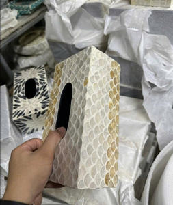 กล่องกระดาษทิชชูฝังมุกเปลือกหอย ตกแต่งบ้านบนโต๊ะอาหารอย่างหรูหรา - Product Image 1