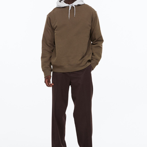 Sweat-shirt d'hiver à logo personnalisé pour hommes Pull-over brodé à la conception supérieure en coton mélangé chaud Sweat-shirt à col de couleur unie - Product Image 2
