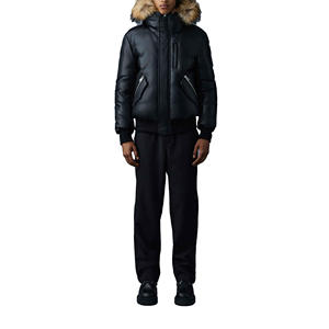 Veste bomber en cuir d'hiver, ourlet en tricot côtelé et poignets coupe-vent, veste en cuir classique de haute qualité pour homme - Product Image 2