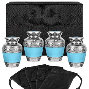 โถโกศโลหะทำด้วยมือสีดำทำด้วยมือดีไซน์ลายนูนทำจากโลหะอลูมิเนียมเคลือบสีดำโถขี้เถ้ามนุษย์ขนาดเล็ก - Product Image 5