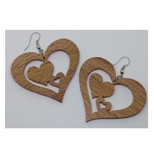 Pendientes de madera para mujer, aretes colgantes geométricos de madera con forma de corazón vintage, a precio asequible, novedad de 2024 - Product Image 1