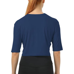 Top corto de entrenamiento para mujer, sesiones de gimnasio de yoga, fitness, gama completa de marca personalizada y logotipo bordado, etiqueta de color de tela - Product Image 4