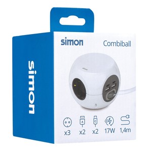 Combiball multi-base a 3 prese + 2 USB e 2 USB-C (Simon BM516305) - Product Image 1