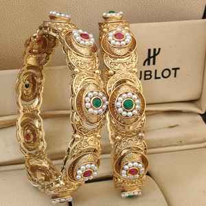 Premium Quality <b>Gold</b> <b>Plated</b> Pair Of <b>Bangles</b> (2) Perfect For Casual Wear And Festive Occasions Indian Traditional Kada <b>Bangles</b> - Product Image 2