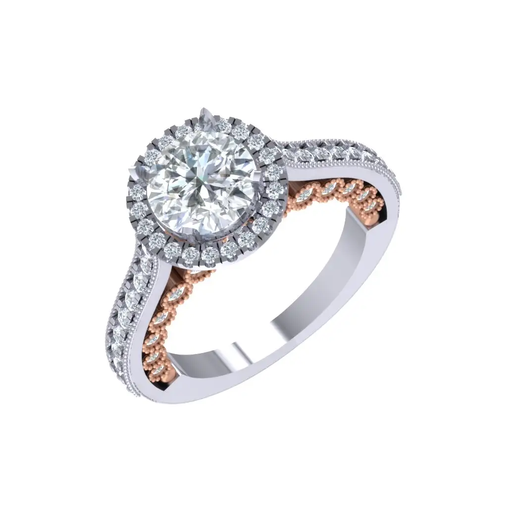 Aliança de casamento solitária de diamante branco natural de 2 quilates em ouro 14K, anel solitário de diamante, anel de ouro de dois tons de diamante melhor