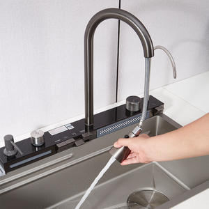 Robinets de <span class=keywords><strong>cuisine</strong></span> en acier inoxydable 304 avec affichage numérique de la température de contrôle des touches de piano et support d'évier de pluie volante - Product Image 2