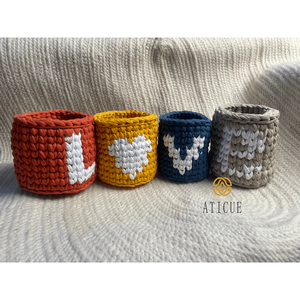 Lot de 4 paniers de rangement multicolores en fil de t-shirt, organisateur tissé doux pour le salon et la décoration intérieure, 5,5x5,5 pouces - Product Image 2