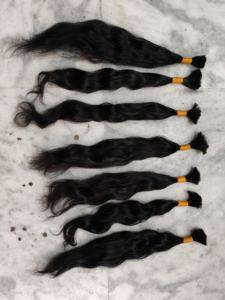 100% Unprocessed Natural Wave Bulk <b>Extensions</b> Raw Indian Curly Remy Hair No Weft Human <b>Braiding</b> from India - Product Image 4