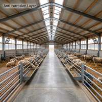 Bâtiment agricole préfabriqué Tekla en acier Q355B conçu en 3D pour l'élevage de moutons et de vaches, abri pour bétail, hangar pour ferme