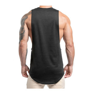 Camiseta sin Mangas para Hombre, Tejida, Informal, de Algodón/Poliéster, Lisa, para Fitness, Transpirable, de Secado Rápido, Ecológica, Corte Regular, OEM/ODM - Product Image 3