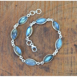 925 Sterling Silver Beaded <b>Bracelet</b> with Freshwater Pearl Garnet Amethyst Sapphire Gold Plated <b>Labradorite</b> Gemstone Main Stones - Product Image 1