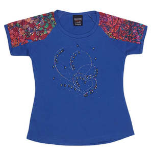 Camiseta elegante de media manga para niñas - Azul - Product Image 1
