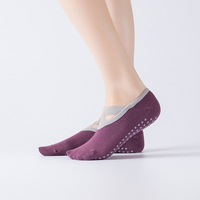 Chaussettes de yoga en coton Pilates à dos ouvert, chaussettes de yoga antidérapantes personnalisées, chaussettes de grip Pilates d'intérieur pour filles et femmes