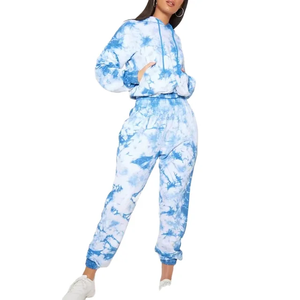 Wholesale Women's <b>Tie</b> <b>Dye</b> Tracksuit Custom Print Eco-Friendly Breathable Hooded Sports Training Wear Casual Street Wear - Product Image 1
