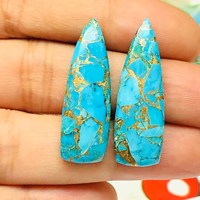 Bleu cuivre Turquoise lisse longue trillion de pierres précieuses lâche apparié paire pierres Turquoise naturelle pour la fabrication de bijoux bricolage artisanat