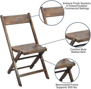 Silla DE BODA plegable de madera de mango con asiento acolchado y reposapiés Montaje fácil de usar para hoteles y restaurantes - Product Image 3