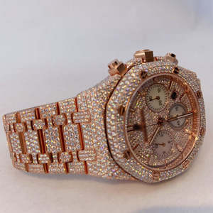 Most Popular VVS Moissanite Diamond Rose Gold Tone Stainless Steel Chrono Iced Out Mechanical <b>Automatic</b> Hip Hop Wrist Watch - Product Image 6