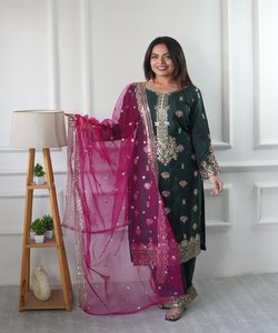Robes longues en lin vintage pour femmes pakistanaises et indiennes, style A, décontractées, élégantes, sexy, haut et bas, dupatta, vente en gros - Product Image 5