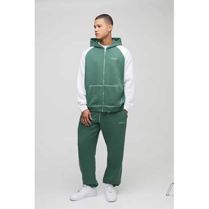 Conjunto Deportivo de Invierno para Hombre, Talla Grande, Algodón Grueso, Transpirable, Dos Piezas, Sudadera con Cremallera y Pantalones Deportivos, Estilo Casual Digital - Product Image 4