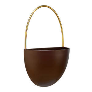 Porte-plantes mural moderne en métal thermolaqué avec poignée dorée, suspendu, pour intérieur et extérieur, décoratif, style américain - Product Image 5