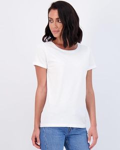 เสื้อยืดคอกลมแขนสั้นผ้าฝ้ายทรงคลาสสิกสำหรับผู้หญิงผู้ผลิต - Product Image 2