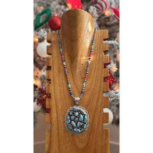 Pendentif Bobby Johnson Golden Hills en turquoise et argent sterling avec technologie d'incrustation à sertissage clos - Product Image 1
