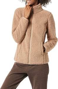 Veste Sherpa polaire surdimensionnée pour femme, Logo personnalisé avec fermeture éclair, haute qualité, OEM - Product Image 1