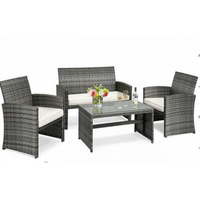 Ensemble de mobilier de jardin moderne PHU LINH de haute qualité, 2 chaises, 1 table, 1 banc, salle à manger, logo personnalisé, rotin à 2 brins, grossiste Hydro