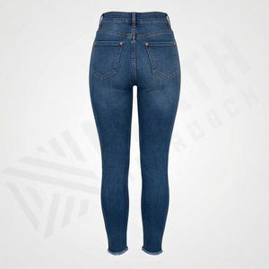 Jeans en denim stretch skinny taille haute pour femmes, déchirés personnalisés, coupe slim, pantalon crayon, denim technique lavé, pantalon en denim tendance - Product Image 2
