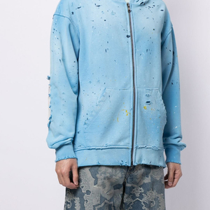 เสื้อฮู้ดดี้ทรงบ็อกซี่โอเวอร์ไซส์ผ้าฝ้าย 100% หนานุ่ม ดีไซน์สั่งทำพิเศษ สไตล์วินเทจฟอกสีซีดแบบซันเฟด ลุคดิสเทรส สำหรับฤดูหนาว - Product Image 3