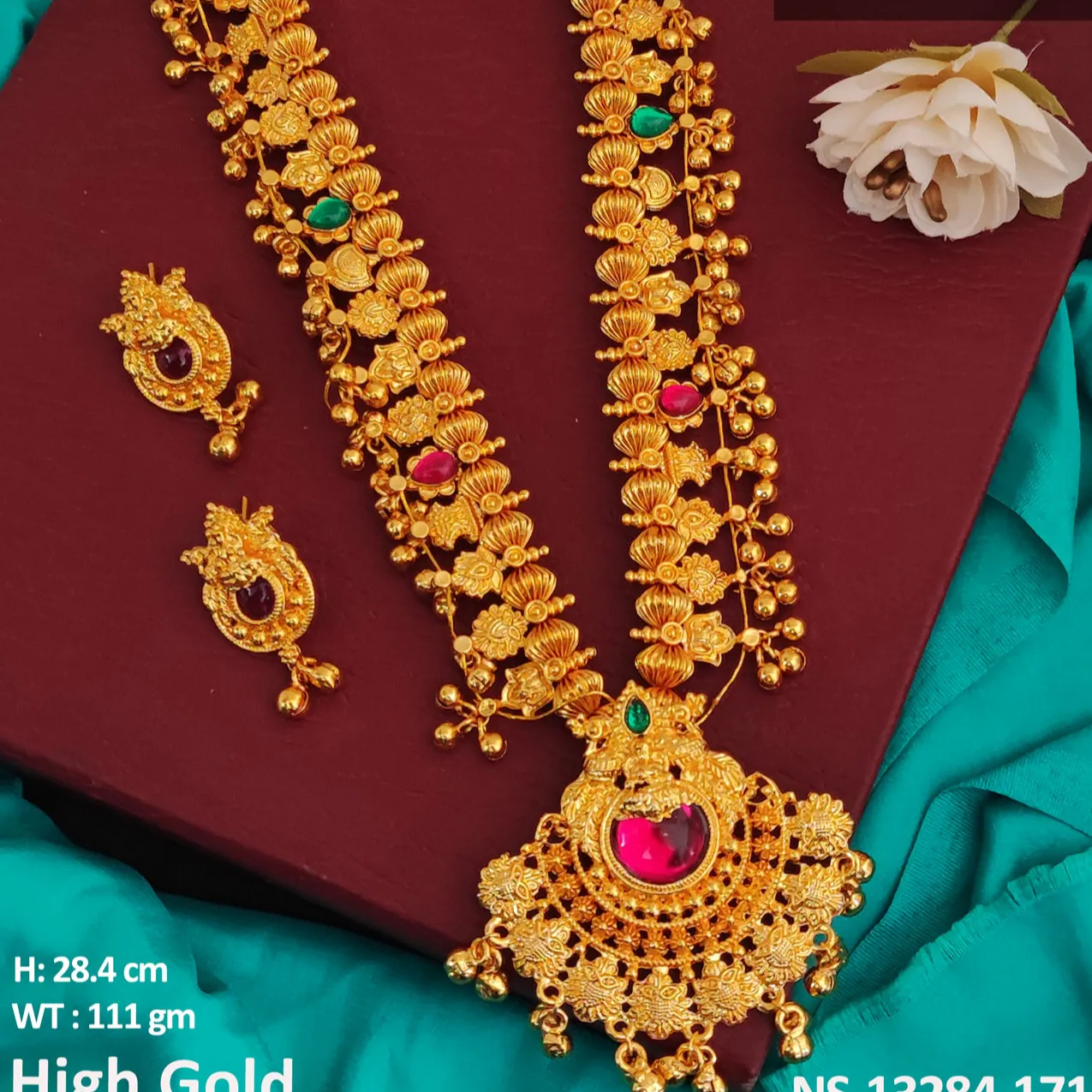 Takı aksesuarları yüksek altın lehçe Premium kalite tasarımcısı parti giyim aksesuarları Maharashtrian tapınak Saaj Paan kolye seti