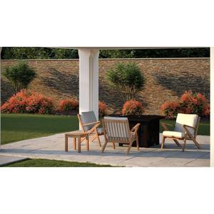 Sillas de Exterior de Madera de Teca Sólida Arran con Brazos Acolchados, Muebles Modernos para Patio con Acabado Natural para Casas, Hoteles y Villas - Product Image 5