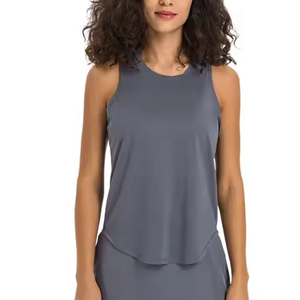 Chaleco de gimnasio para mujer con logotipo personalizado de alta calidad, tejido de punto transpirable, camisetas sin mangas de estilo informal - Product Image 4