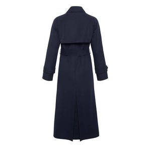 Manteau trench bleu marine à double boutonnage avec détail coupe-vent pour l'automne - Product Image 3