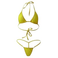 2025 nouveau bleu Micro Bikini brésilien Bandeau string maillot de bain pour femmes côtelé maillot de bain été vêtements de plage