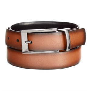 Cintura Alfani in Pelle di Vacchetta Marrone, Reversibile con Bordo in Piuma, Logo Personalizzato, Alta Qualità, Stile Formale e alla Moda, Lunghezza Personalizzabile in PU - Product Image 4