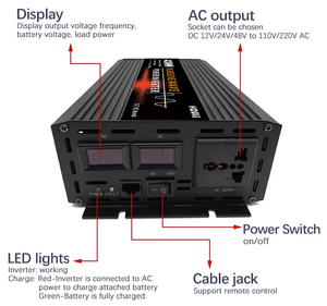 Inversor Portátil Houli de 4000W, 12V a 220V, Onda Sinusoidal Pura, Convertidor de Corriente DC12V a AC 220V - Product Image 4