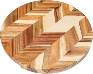 Tabla de cortar y servir redonda de espiga de Acacia con asas insertadas para picar - Product Image 5