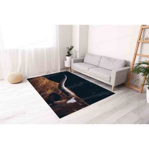 Alfombra Estampada: Diseño Animal, Decoración Rústica, Patrón de Vaca Salvaje, Alfombra Suave con Pelo Largo - Product Image 4