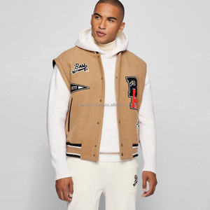 Streetwear Varsity Jacket Unisex Warm <b>Quilted</b> Lining <b>Wool</b> Fabric Leather Sleeves Casual Fashion Outer Jacket - Product Image 5