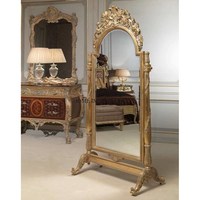 Miroir sur pied moderne fait main avec cadre métallique de luxe, design écologique, marque HOME IMPRESSION, taille et logo personnalisables, décoration intérieure