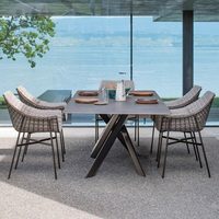Table et chaises de restaurant d'extérieur, mobilier en rotin pour balcon et jardin, chaise de plage Sigma en aluminium imperméable pour hôtel et patio