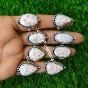 Bague en argent sterling 925 Natrolite originale pour femme, avec larimar rose, haute qualité, tendance, cadeaux de Noël et de mariage - Product Image 1