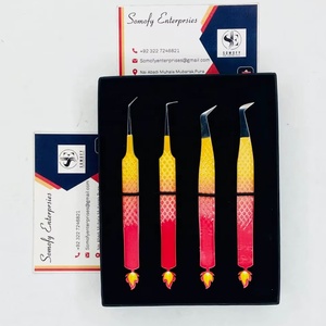 Pince à épiler professionnelle en acier inoxydable pour extensions de cils, pointe en fibre, design incurvé, boîte pour cils volumineux, marque privée - Product Image 4