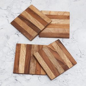 Aaliyan Impex Wholesale Custom Factory Bamboo Coaster Set Walnut Wooden Coaster Beech Coaster Cute <b>Christmas</b> Party <b>Mats</b> Pads - Product Image 3