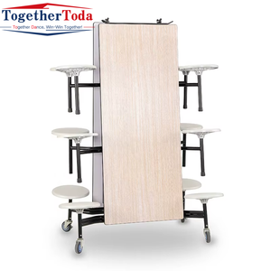 Mesa <span class=keywords><strong>de</strong></span> comedor portátil plegable resistente que ahorra espacio con ruedas <span class=keywords><strong>para</strong></span> la escuela, oficina, cafetería, uso <span class=keywords><strong>para</strong></span> varias personas, fácil <span class=keywords><strong>de</strong></span> limpiar - Product Image 6