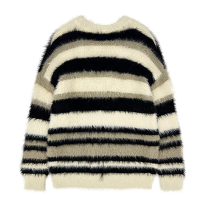 High Quality Custom Embroidered Front Solid Color Acrylic Men's Sweaters Fuzzy Pullover Knit Crew Neck <b>Long</b> Sleeve Warm Baggy - Product Image 6