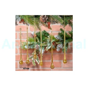 Ensemble de 6 ornements décoratifs en or antique de 8 "en verre suspendus pour arbre de Noël - Product Image 1